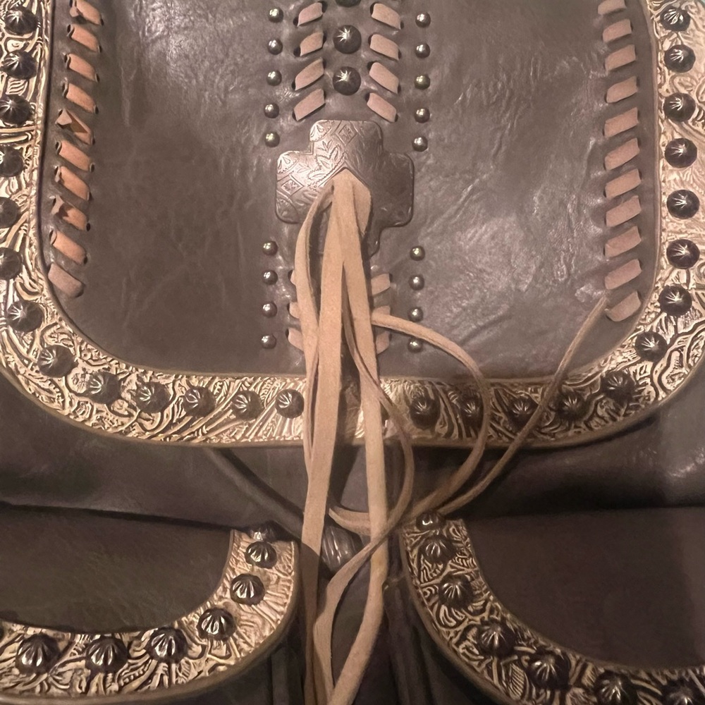 Montana West Brown Leather Backpack with Intricate Detailing